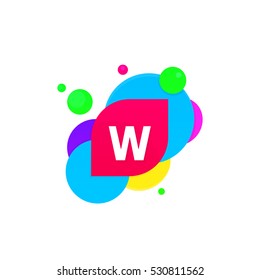Abstract fun W letter logo creative flat children avatar vector design