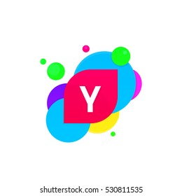 Abstract fun Y letter logo creative flat children avatar vector design