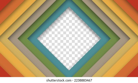 Abstract funky 1970's 1980's 1960's background with rhombus element and retro colors. Realistic design in futuristic retro style with transparent background. Vector illustration.