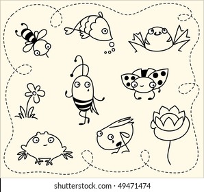 Abstract funky animals set 2