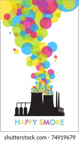 Abstract funky illustration of factory. Vector.