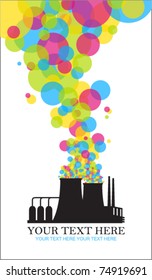 Abstract funky illustration of factory. Vector. Place for your text.