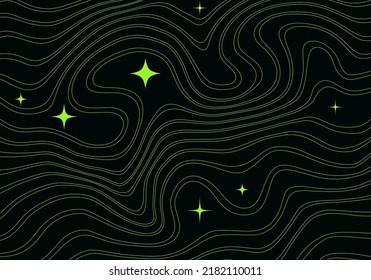 Abstract Funky Metaverse Background. Vector Dark Y2k Illustration with Stars and Lines