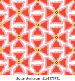 Abstract Funky Retro Floral Geometric Seamless Pattern Trendy Fashion Colors Perfect for Allover Fabric Print or Wrappin Paper Red Pink Tones