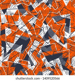 Abstract funky seamless pattern, modern seamless design template. Hipster trendy painted style texture, poster with different doodle elements.