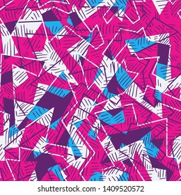 Abstract funky seamless pattern, modern seamless design template. Hipster trendy painted style texture, poster with different doodle elements.