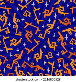 Abstract Funky Shapes Stars Vector Seamless Decorative Pattern
