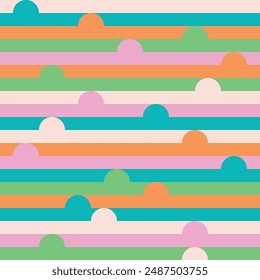 Abstract funky stripes seamless pattern design vector in bright fun colors