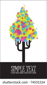 Abstract funky tree with balls. Place for your text. Vector illustration.
