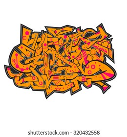 Abstract funky wild style orange graffiti ornament
