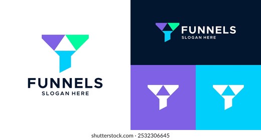 Diseño Abstractas del logotipo del embudo. Logotipo de embudo con tecnología de diseño de marketing moderno símbolo gráfico icono Vector.