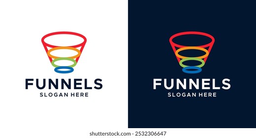 Abstract funnel logo design. Funeling logo with modern line progress marketing design graphic symbol icon vector.