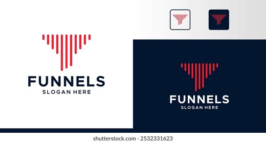 Abstract funnel logo design. Funneling logo with technology modern marketing design graphic symbol icon vector.