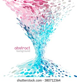 Abstract funnel tornado background colorful dots. Banner background, vector poster.