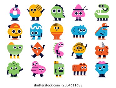 Abstract Funny Cartoon Character Element Set