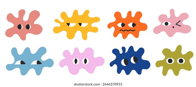 Abstractas Elementos de Vector orgánico en forma de gota de arco iris en colores rosados beige pastel. Formas irregulares líquidas onduladas en estilo minimalista simple.