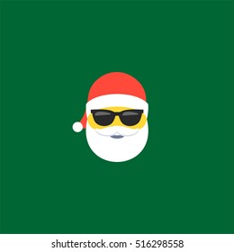 Abstract funny flat style christmas santa claus wearing sunglasses emoticon emoji  symbol