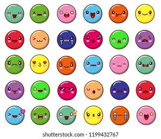 Abstract funny flat style emoji emoticon set colors icon illustration