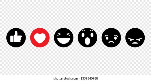 Abstract funny flat style emoji emoticon reactions color icon set