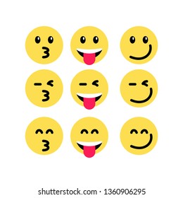 	
Abstract funny flat style emoji emoticon reactions color icon set. Social smile expression collection