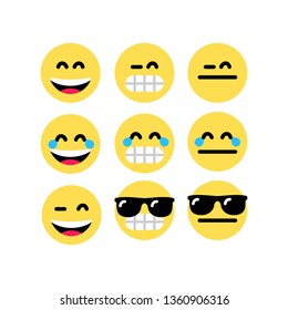 	
Abstract funny flat style emoji emoticon reactions color icon set. Social smile expression collection