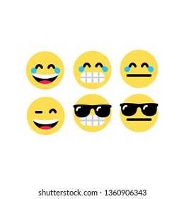 	
Abstract funny flat style emoji emoticon reactions color icon set. Social smile expression collection