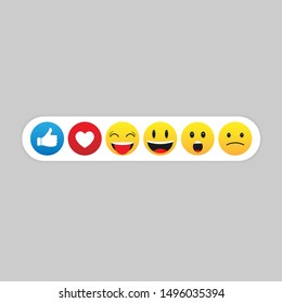 Abstract funny flat style emoji emoticon reactions color icon set.10 eps.