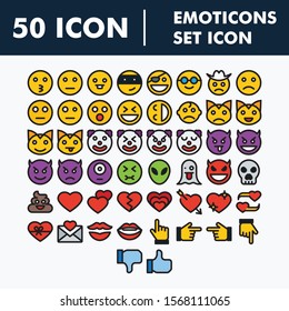 Abstract funny flat style emoji emoticon icon set 