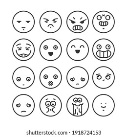 Abstract funny flat style, emoji icon set