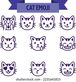 Abstract funny flat style emoji emoticon icon set.