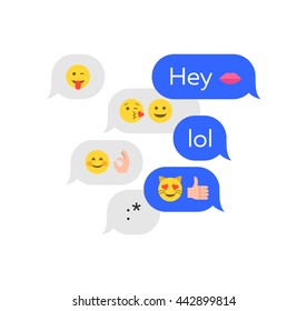 Abstract Funny Flat Style Emoji Emoticon Icon Set