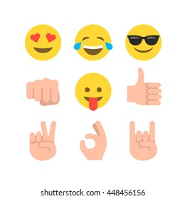 Abstract funny flat style emoji emoticon icon set