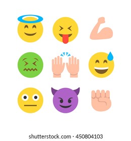 Abstract funny flat style emoji emoticon icon set