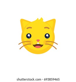 Abstract funny flat style emoji emoticon cat face icon. Modern colorful vector illustration