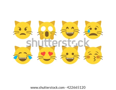 Abstract funny flat style emoji emoticon icon set