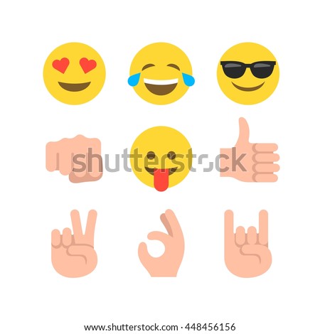 Abstract funny flat style emoji emoticon icon set