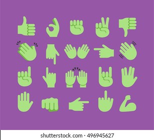 Abstract funny flat style halloween hand emoji emoticon icons