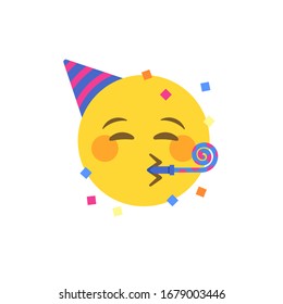 Abstract funny flat style party birthday face emoji emoticon icon illustration