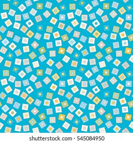 Abstract funny geometrical seamless pattern with squares and circles.