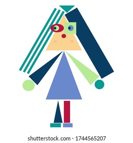 Abstract Funny girl create from geometric shape