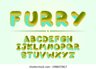 abstract funny green furry alphabet for children education or logo brand