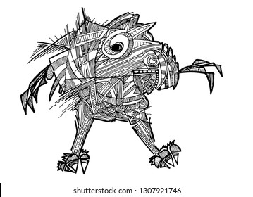 Abstract funny ilustration of flea monster