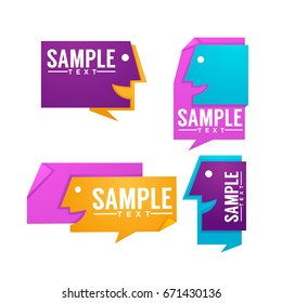 abstract and funny speaking people faces, looking like a paper cut, emblems, logo, stickers, emblems