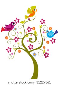 abstract funny tree background, vector illustration