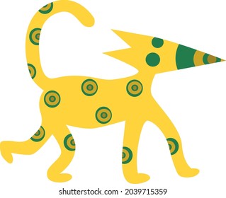 An abstract funny yellow animal walking unknow