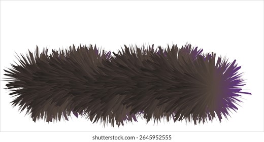 Abstract fur or bristle texture in dark brown and black tones with subtle purple highlights, isolated on white background, resembling animal fur or brush strokes.