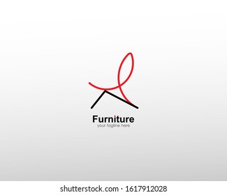 abstract furniture logo with art lines. modern templates. for company and graphic design. logo icon of chair, lamp, table, wardrobe.