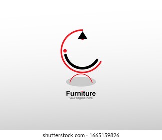 abstract furniture logo with art lines. modern templates. for company and graphic design. logo icon of chair, lamp, table, wardrobe.