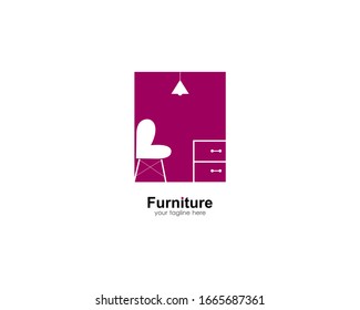 abstract furniture logo. modern template. simple and unique logo. isolated white. for companies and graphic design. logo icon of chair, lamp, table, wardrobe. illustration vector