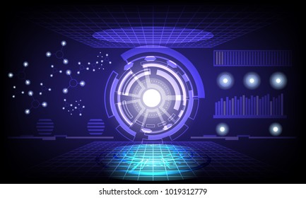abstract Future circle. Concept innovation connect digital line future in world computer network technology Medical data communication  dark blue background vector illustration
